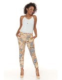 Elegant, beige patterned pants 3004 - Online store - Boutique